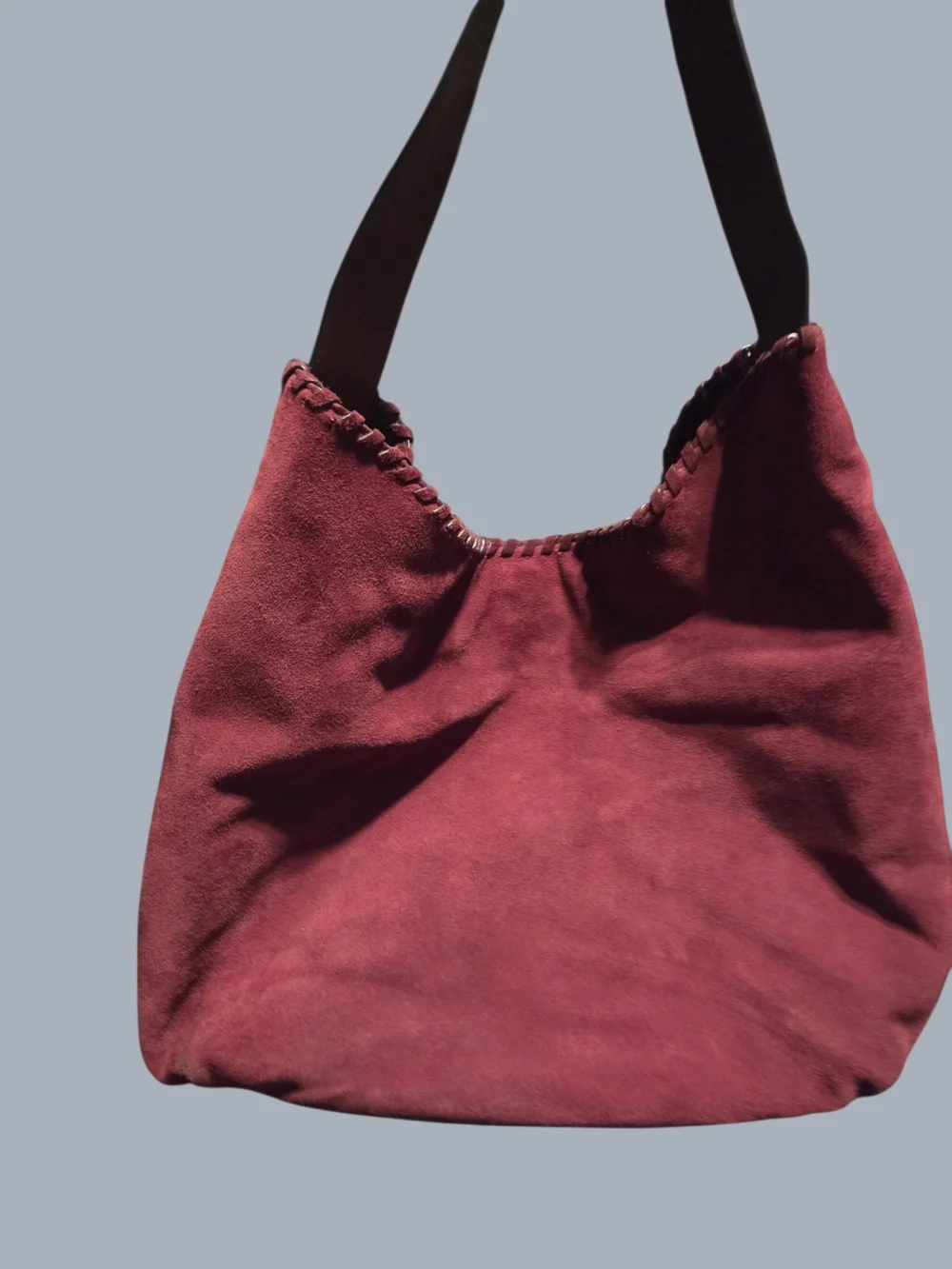 Tory Burch Suede Hobo Shoulder Bag - Burgundy